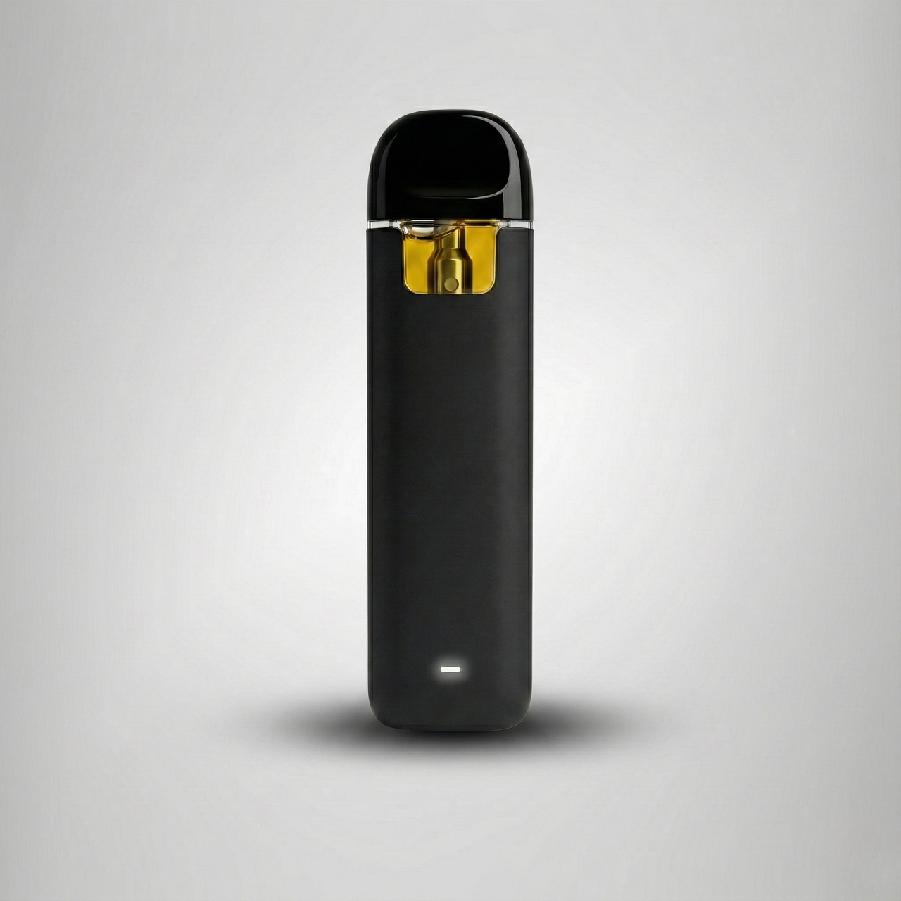 Black vape device with gold accent on a light gray background Official Farmacy Live Resin